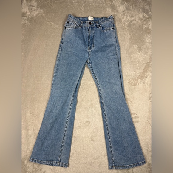 Amuse Society Bootcut Flare Cropped Cotton Blend Zip Fly Blue Jean Denim Size 27 - Picture 1 of 16